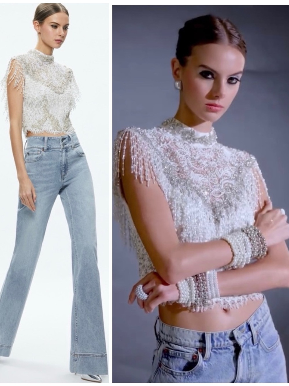 ALICE + OLIVIa Pria Embellished Top
